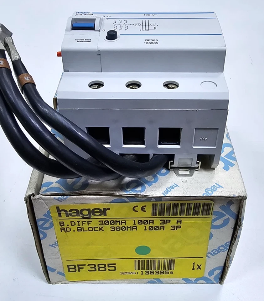 Bloque adicional Hager BF385 RCCB | 300mA | 100A | 3P | Tipo A | Hecho en Francia Foto 2 de 4