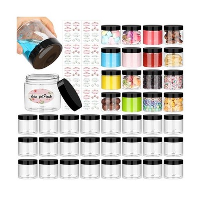 Empty 6 oz Small Containers with Lids & Labels - Refillable Plastic... Fast Ship