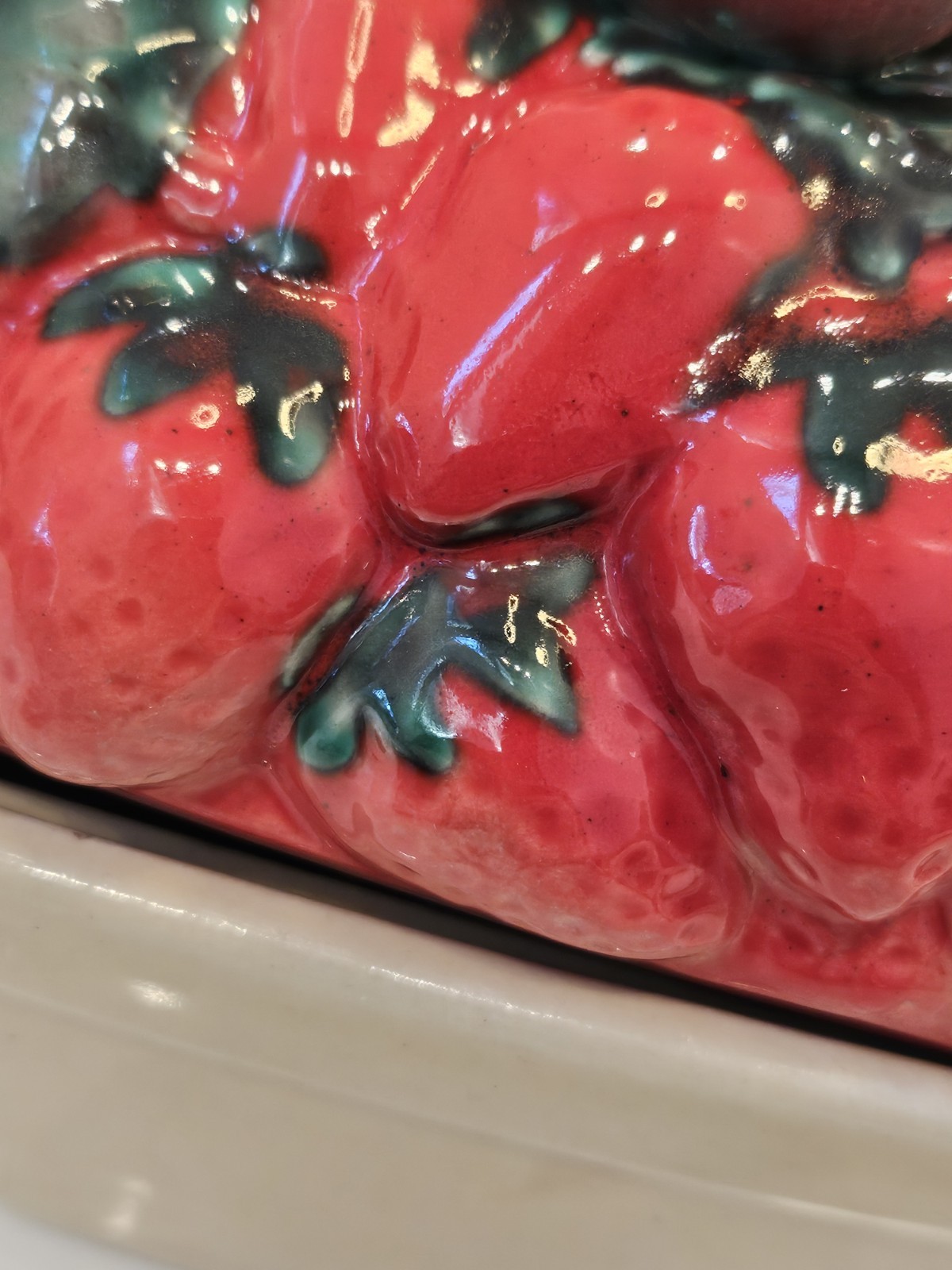 Vintage HOUSE OF WEBSTER 8" 2 Pc Basket of Strawberries Canister Cookie Jar