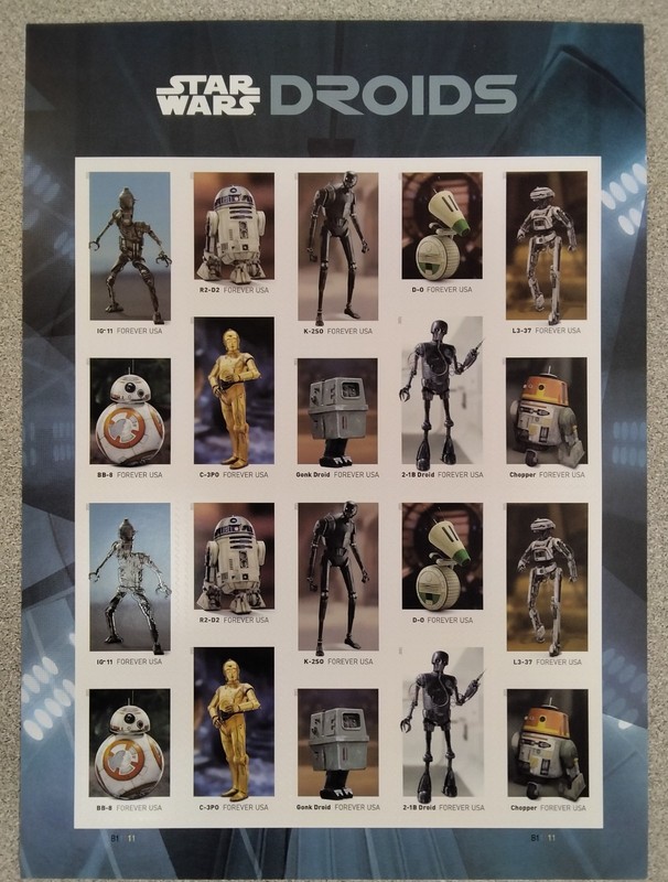 4 Books US Postag   - 80 Star Wars DroidsFOREVER STAMPS Value $62.40