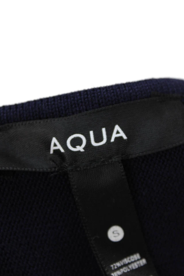 Aqua Women Fit & Flare Tank Dress Dark Blue Square Neck Sleeveless Size S - Image 4 of 4