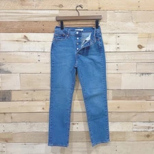 Levi's High Rise Wedgie Straight Ankle Jeans 27x28 Blue Stretch Button Fly