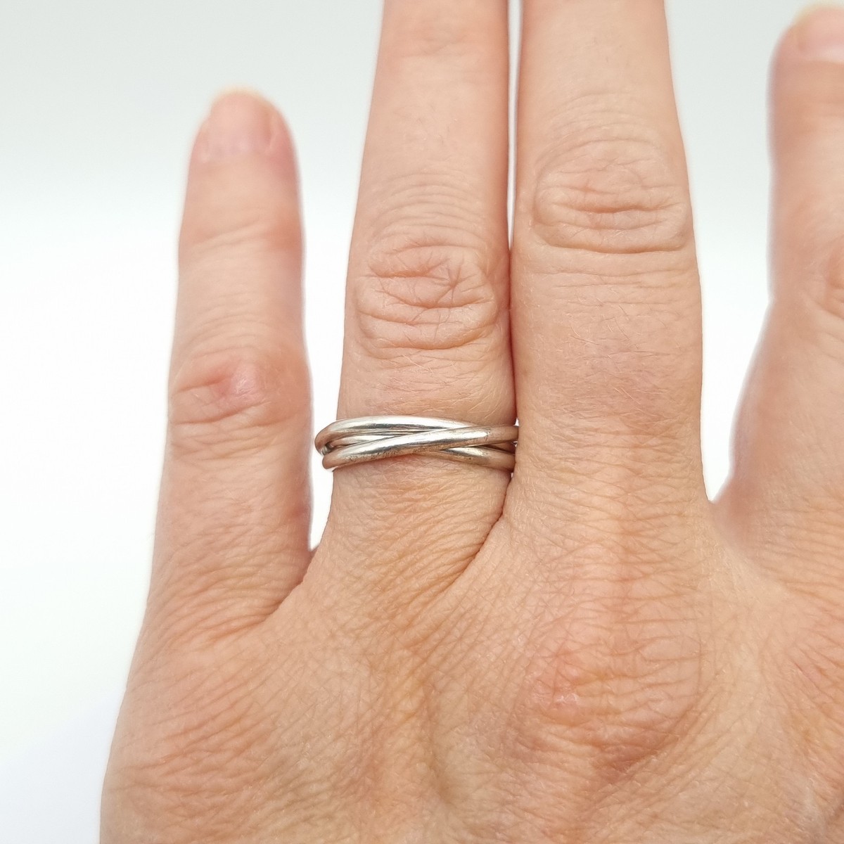 Sterling Silver Russian Wedding Ring Intertwined Triple Bands Size