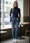 Paige Kenzie pullover lightweight Turtleneck Top in Dark Blue NWT size large — photo 5