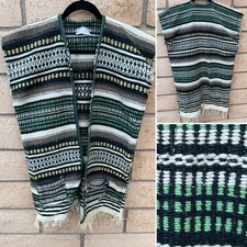 Mexican Baja Woven Serape Vest Poncho Open Front Boho Cowboy Cowgirl Vintage