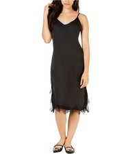Project 28 Womens Lace-Trim Slip Dress, black, S