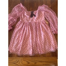 NWT Eloquii Baby Doll Valentine's Day Dress Plus 16 Pink Velvet Heart Coquette