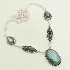 Labradorite Gemstone Ethnic Handmade Necklace Jewelry For Women 30 Gms AN 27731