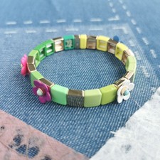 Roxanne Assoulin Garden Variety Flower Grass Colorful Enamel Stretch Bracelet