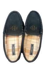 Lands End Womens Flannel Lined Suede Clog Slippers Navy -Size 11M