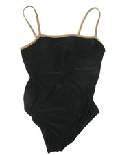 Vtg LEILANI Black/Brown USA-MADE ONE-PIECE SWIMSUIT Pool Beach Gym Women's 8