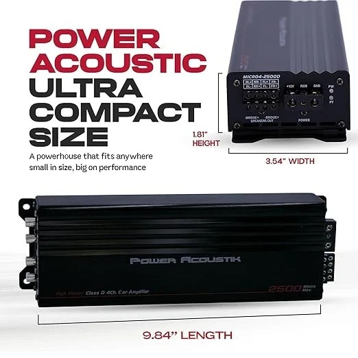 Power Acoustik MICRO4-2500D 4-Channel 2500W Class-D Compact
