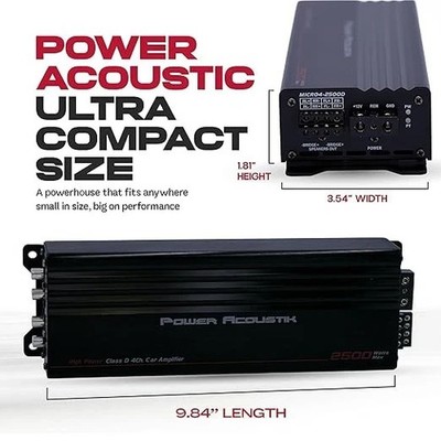 Power Acoustik MICRO4-2500D 4-Channel 2500W Class-D Compact Motorcycle Amplifier