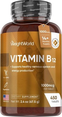 WeightWorld Vitamin B12 1000mcg 450 Tablets - Energy & Nervous System Support