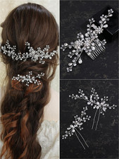 Hair Comb - Brides Rhinestone Flowers Hair Pins Bridal Wedding Hair Accessories