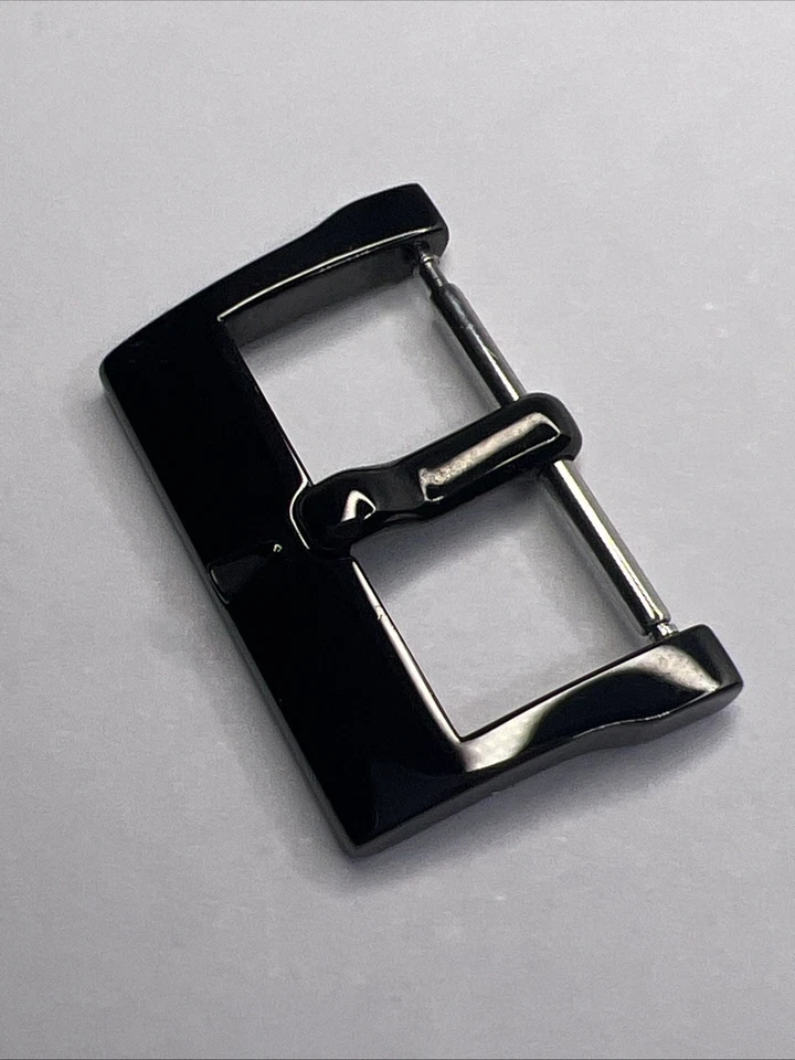 Cierre de hebilla de acero PVC negro Blancpain genuino de 20 mm Foto 3 de 4