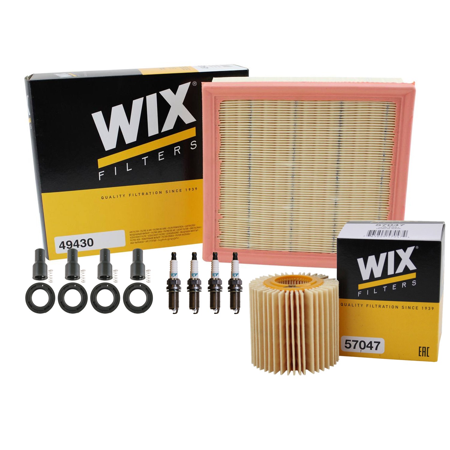 Wix Tune Up Kit Denso 4 Spark Plugs  Coil Boots Kit for Highlander Sienna L4
