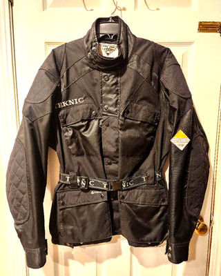 Vintage Teknic Cordura Textile Heavy Duty Touring Black Motorcycle Jacket, 42