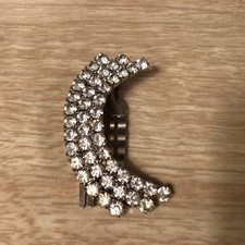 Vintage Silver Tone Rhinestones Crescent Shaped Hair Comb