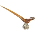 Vtg Murano Amber Handblown Glass Art Pheasant Road Runner Italy MCM 14" w.Tag