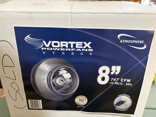 Vortex Powerfans Vtx800 8โ Inline Fan 747CFM Atmosphere Hydroponic Indoor Garden