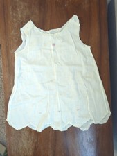 Vintage Baby Nightgown Dress Hand Embroidered Pink Flowers Thin Cotton Lace Trim