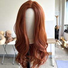 Layered Heat Resistant Synthetic Hair Costume Wig Copper Red Long Wavy