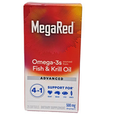 MegaRed Advanced 4-in-1 Omega-3 Fish  Krill Oil 500mg 25 Softgels Heart Health