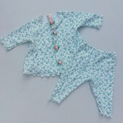 Mother-Maid Baby 3-6M Floral Cotton 2 Piece Outfit Set Made USA Vintage