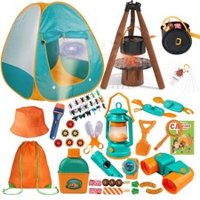 Kids Camping Set 50pcs with Tent  Space Projector Flashlight- Outdoor Campfi...