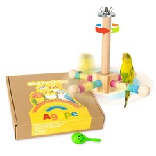 Bird Perch Toy, Parrot 360  Interactive Rotating Toy, Bird Cage Accessories f...