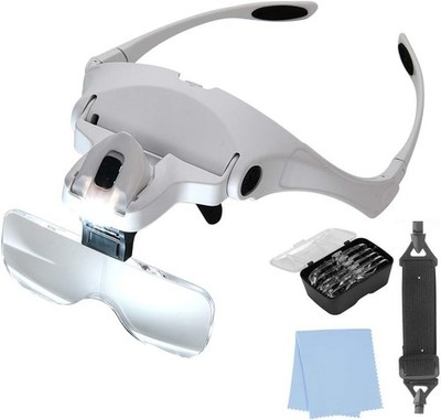 Hands Free Head Magnifier with LED, Headband Magnifying Glass for Hobby Repair