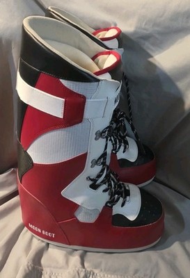 Moon Boot Icon Sneaker Hi White Red Black Women US Size 10-11.5 Preowned