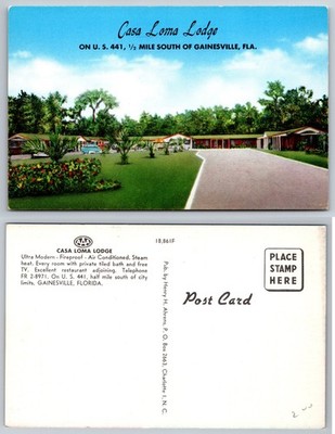 Casa Loma Lodge Gainesville Florida Motel Postcard