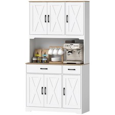 HOMCOM 175cm Tall Kitchen Pantry, Kitchen Cabinet w/ Drawers, Shelves, White