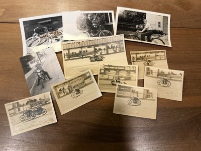 Vintage Motorcycle Racing Photo Lot Sidecar Racer Mintex Bicycles 1940s