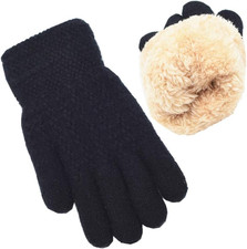 Winter Gloves for Boys Girls - Kids Warm Knit Thermal Cable Knitted Gloves Wool