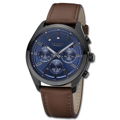 Regent Herren Armbanduhr Analog Lederarmband dunkelbraun URBA767