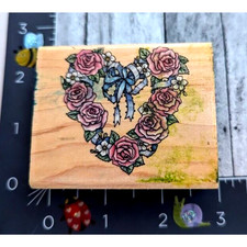 Rubber Stampede Romantic Wreathe A809E Rose Flower Rubber Stamp Wood D84