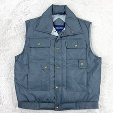 Ozark Trail Puffer Vest Mens MEDIUM Gray Quilted 7 POCKETS Utility Hike VINTAGE