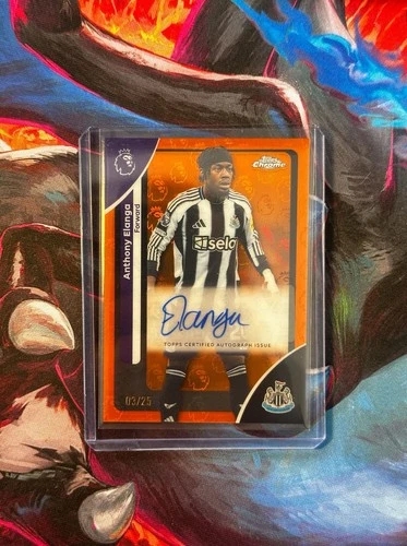 2025-26 Topps Chrome EPL LOGOFRACTOR Auto Anthony Elanga #CA-AE Orange /25