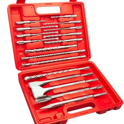 17-Piece SDS Plus Rotary Hammer Drill Bits Set & Chisel Bits, 5.0mm Tool Kit