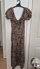 Decjuba Leopard Maxi Dress With Side Pockets SZ 8 E/C