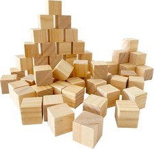 Unfinished Wooden Cubes,Pack of 50 Wood Blocks for 1 inch, Pack 50