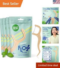 Dental Floss Picks Eco-Friendly Mint Flossers 200ct Dual-Thread Shred Proof
