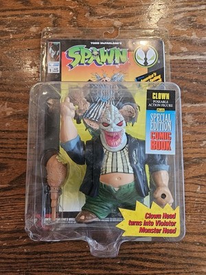 1994 Todd McFarlane Toys Spawn Clown AF w/Comic Book and Violator Monster Head