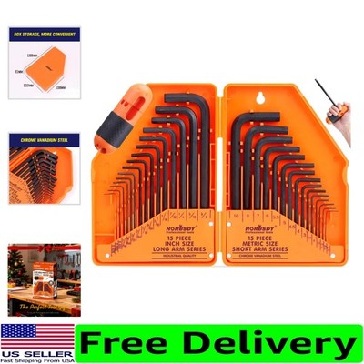 Multi-Function 32-Piece Allen Key Set with High-Visibility Sizes & Torque Handle