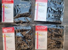 4 Packs Vintage Annie Snap Around X Large XL Hair Rollers Curlers Black Plastic