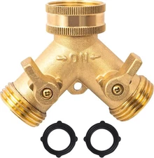Hose Splitter, Garden Hose Splitter Heavy Duty 2 Way, Solid Brass Water Hose Y S