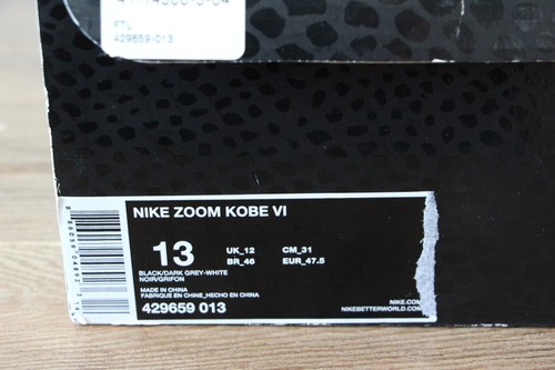 Very Rare Nike Zoom Kobe 6 VI Blackout Size 13 429659-013 Used Black Mamba - Picture 3 of 13